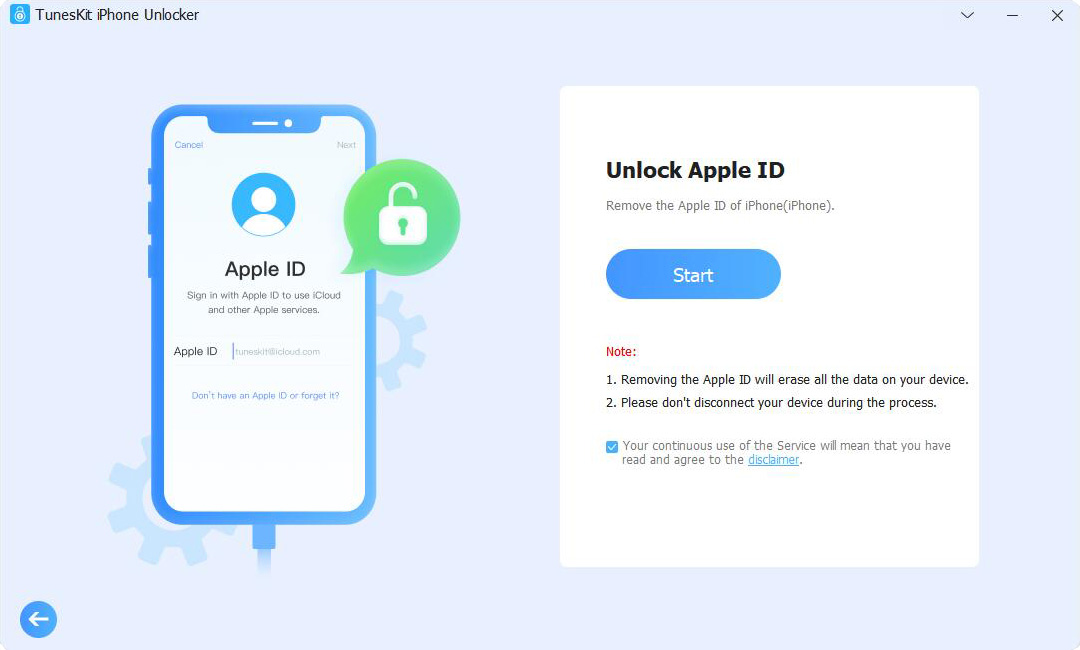 choisir l'option de débloquer l'identifiant apple