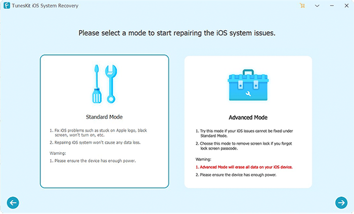 choisir le mode de réparer