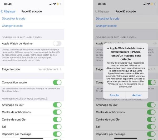 activer la fonction de déverrouiller iPhone avec Apple Watch