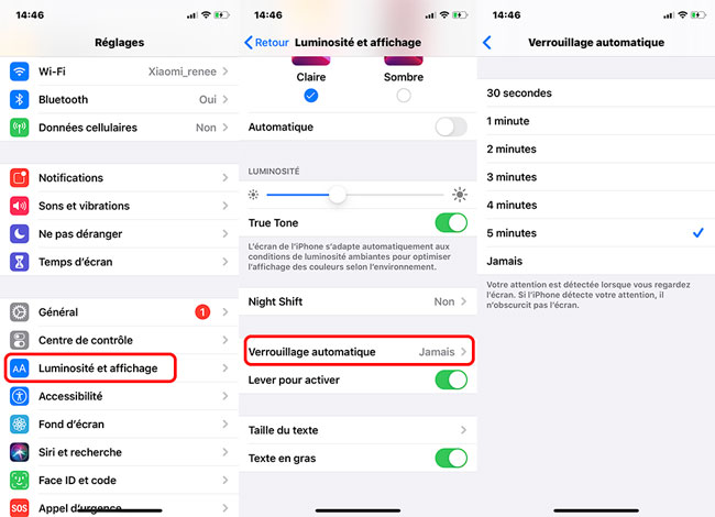 changer le verrouillage automatique sur iphone