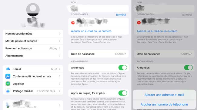 changer l'adresse e-mail icloud