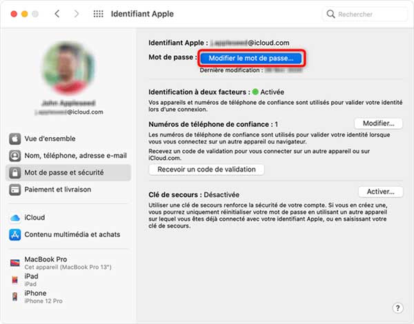 retrouver le mot de passe apple id sur mac