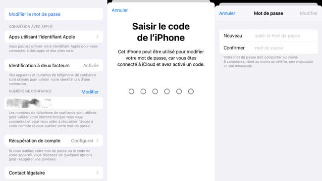 changer le code icloud sur iphone