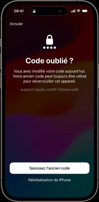 code oublie sur ios 17