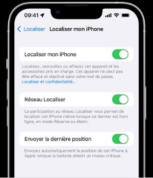 configurer localiser mon iphone