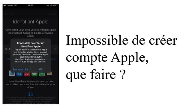 impossible de créer identifiant apple