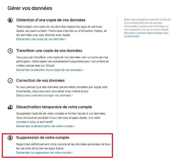 supprimer le compte icloud définitivement