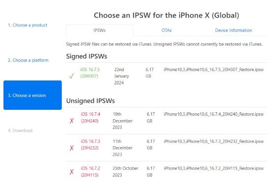 telecharger le firmware dans ipsw