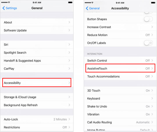 activer l'option assistive touch