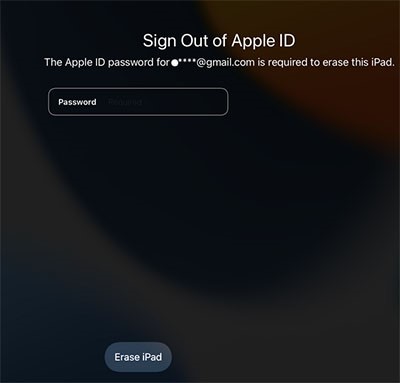 saisir l'identifiant et le mot de passe apple