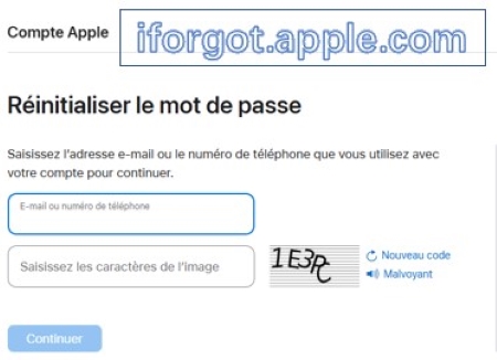 mot de passe icloud oublié