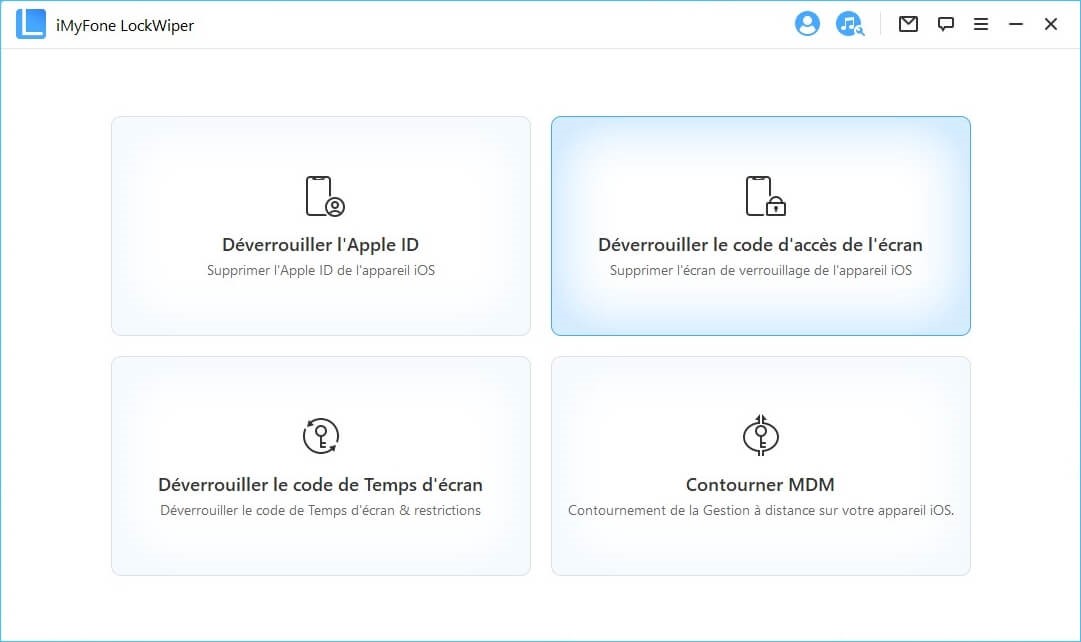 choisir l’option déverrouiller le code d’ecran