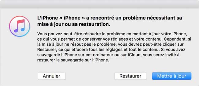 restaurer iphone via itunes