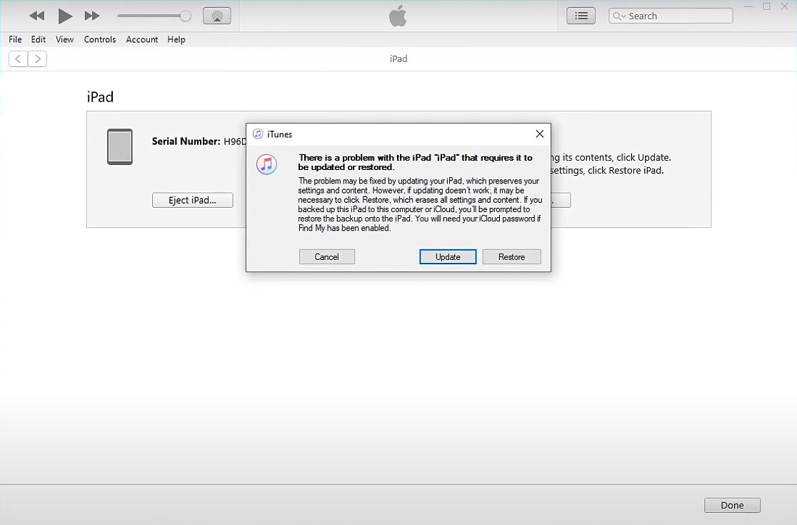 restaurer ipad via itunes