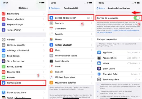 service de localisation sur iphone