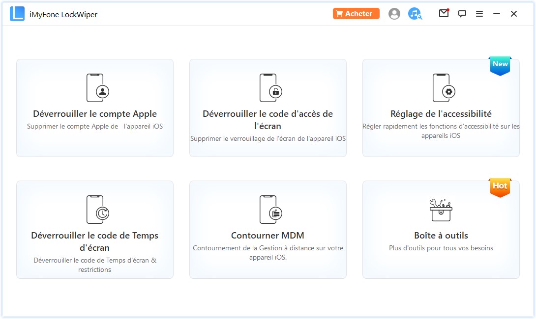 imyfone lockwiper interface principale