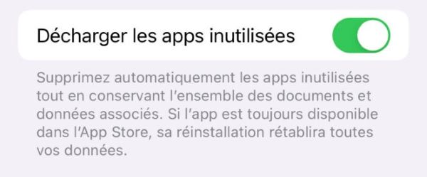 décharger les apps inutilisées