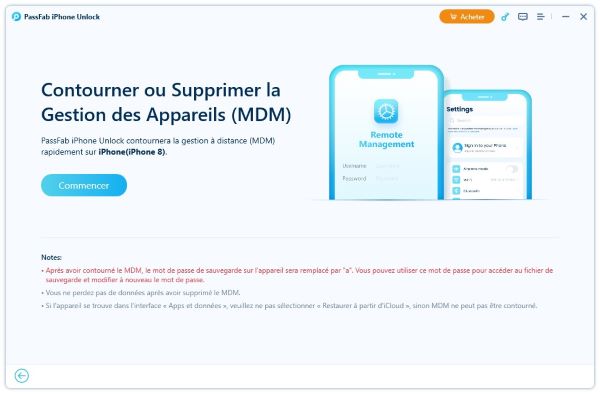  l’interface de contourner le MDM