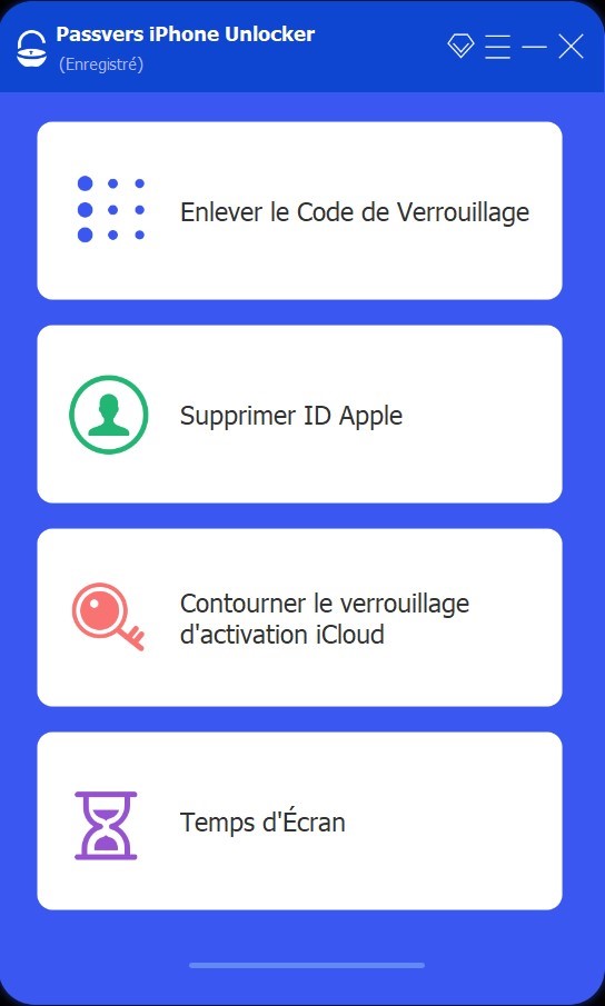 l’interface principale de passvers