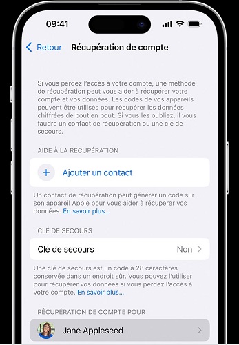 contacter le contact de récupération de compte