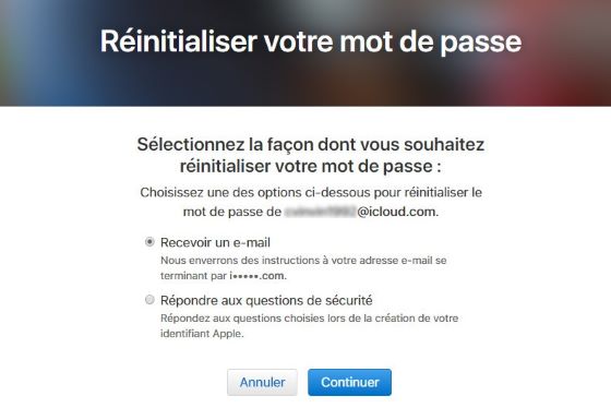 réinitialiser le mot de passe de l'identifiant apple