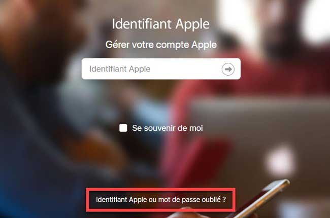 réinitialiser le mot de passe de l'identifiant apple