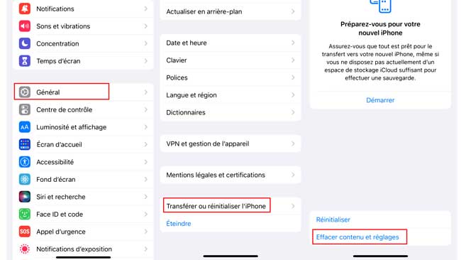 réinitialiser tous les paramètres iphone