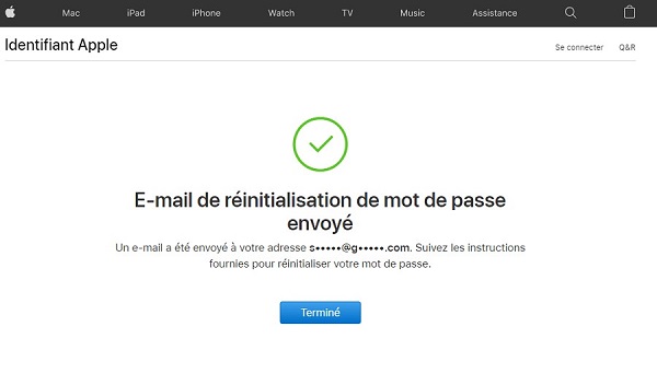 réinitialiser mot de passe par email