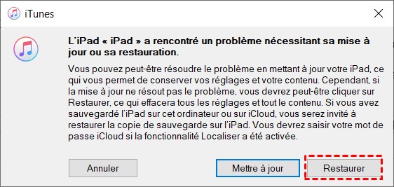 restaurer ipad en mode récupération