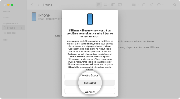 restaurer iphone via itunes en mode DFU