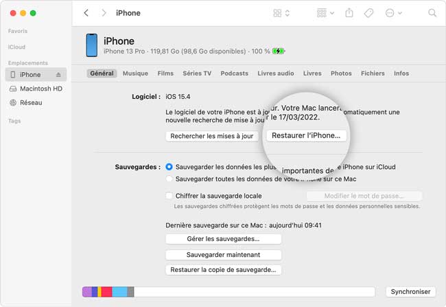 restaurer votre appareil avec iTunes