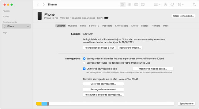 sauvegarde avec iTunes