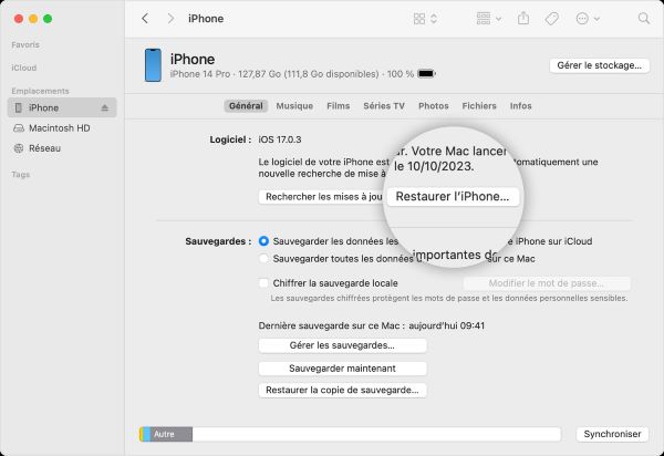 restaurer iphone 11 en utilisant itunes
