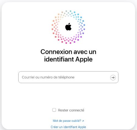 entrer le compte apple