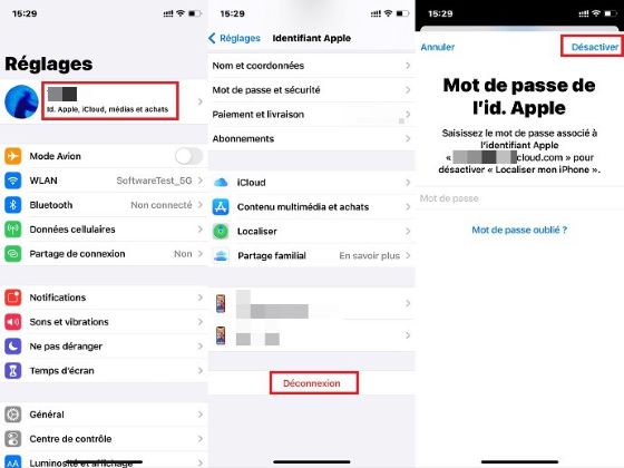 se deconnecter apple id