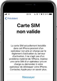 carte sim non valide