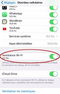 désactiver assistance wifi