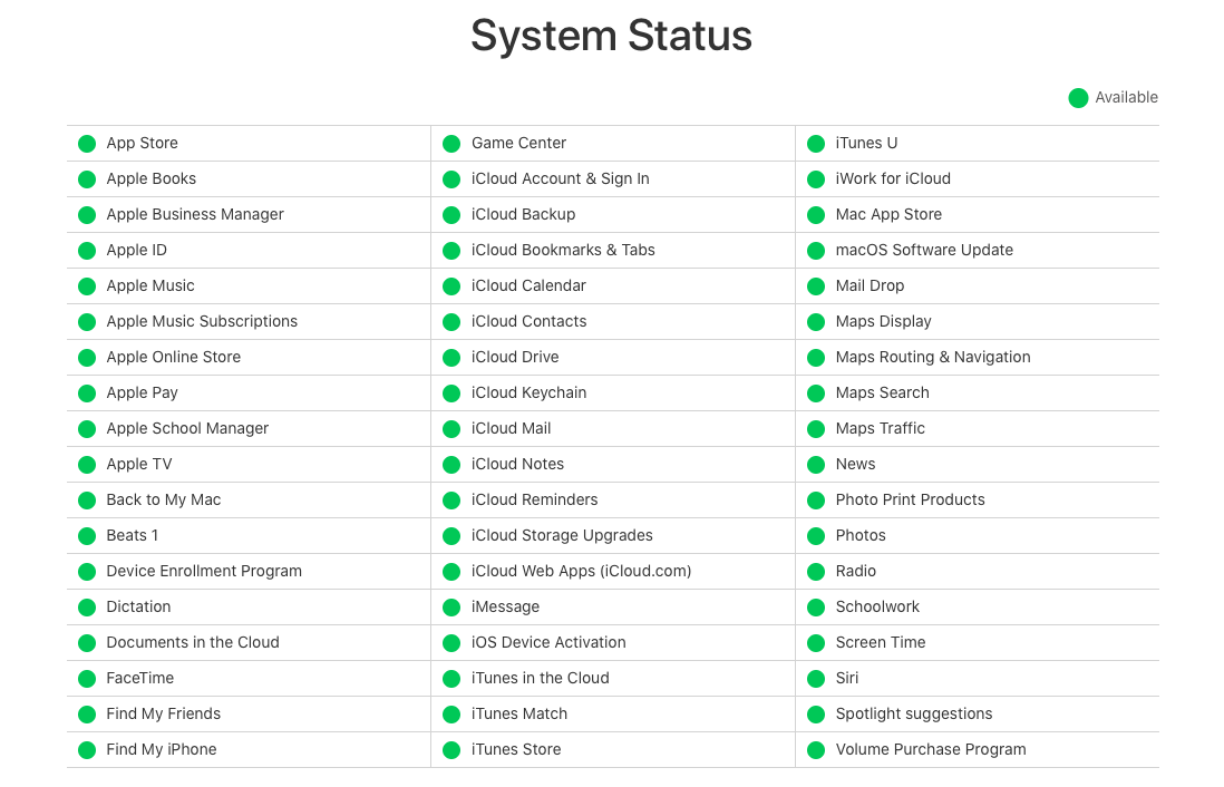 vérifier l'état du système apple