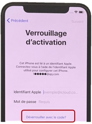 déverrouiller avec le code