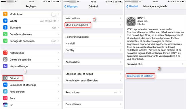 mettre à niveau ios vers la dernière version